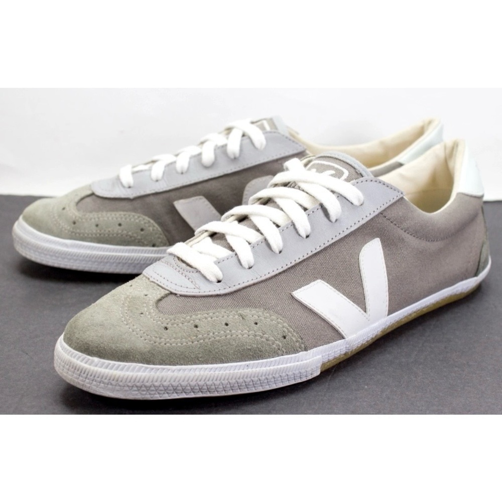 Veja Volley O.T. Bastille Mens Sz US 11 Gray Suede Canvas Lace Up Shoes Sneakers - Picture 2 of 11